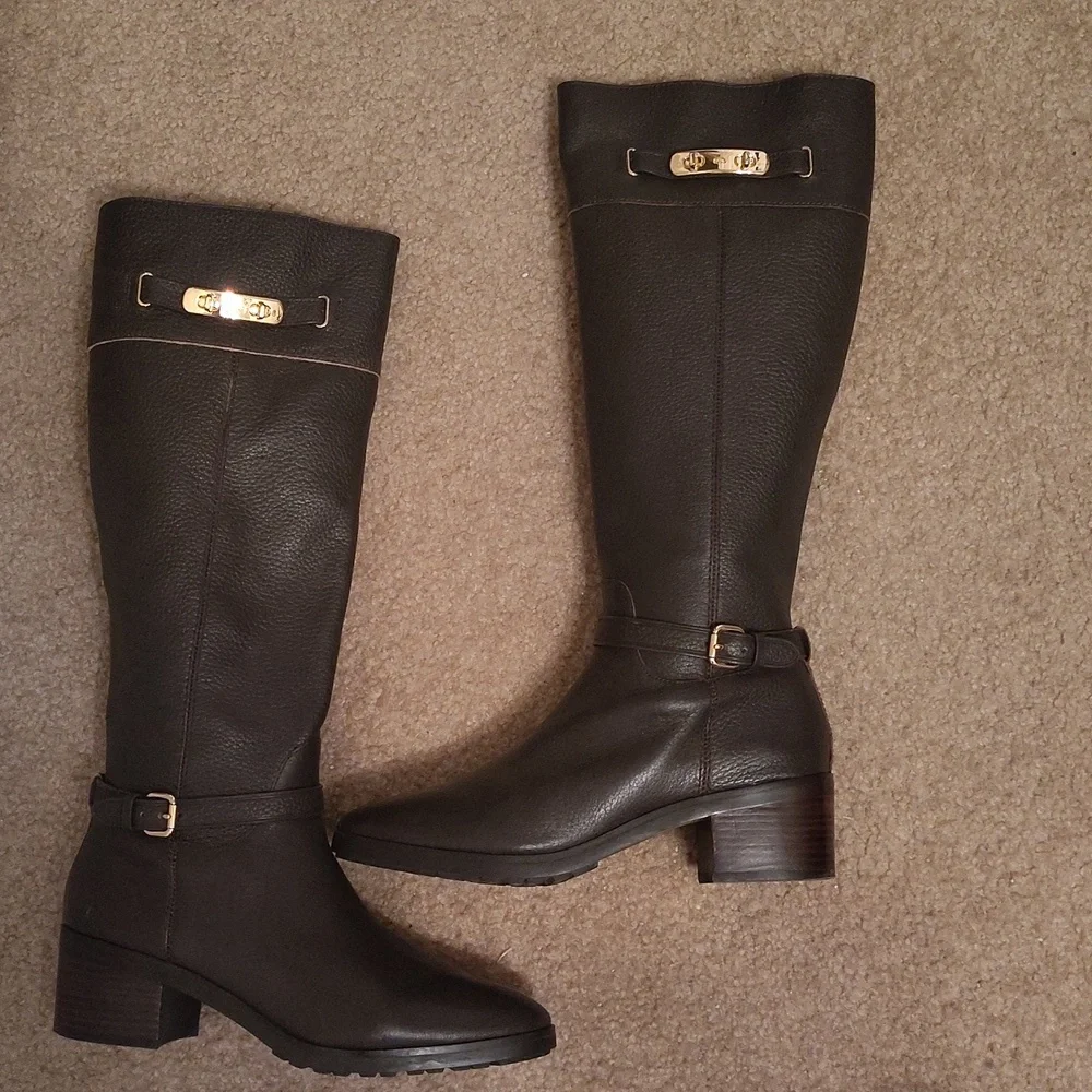 Coach Sullivan Safari Pebbled Brown Leather Boots - Picture 3 of 7